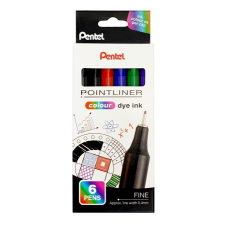 Pentel Tűfilc készlet, 0,4 mm, PENTEL Pointliner, 6 különböző szín (PENS406) filctoll, marker