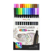 Pentel Tűfilc készlet, 0,4 mm, PENTEL &quot;Pointliner&quot;, 24 különböző szín filctoll, marker