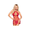Penthouse Libido Boost - csipke pántos babydoll és tanga (piros)