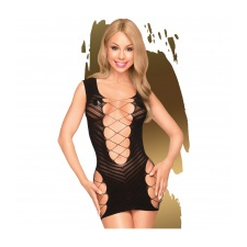 Penthouse lingerie Penthouse Flame on the Rock - csíkos-hálós miniruha (fekete) fehérnemű szett