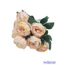  Peónia 10 fejes selyemvirág csokor 43cm - Barack dekorációs kellék