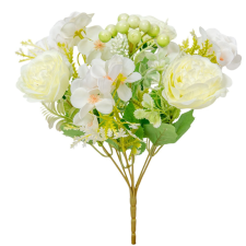 Peonia kisvirág csokor 7 virágos krém 30cm dekorációs kellék