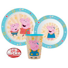 Peppa malac étkészlet, micro műanyag szett, pohárral 260 ml babaétkészlet