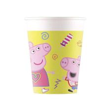 Peppa Pig Peppa malac: 8 darabos papírpohár szett - 200 ml, sárga party kellék