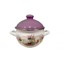  Perfect Home Lábas fedõvel 18 cm zománcozott Levendula dekor 14227/18 konyhai eszköz