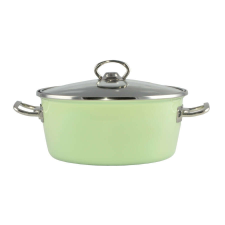 Perfect home Lábas üveg fedővel zománcozott 22 cm 3,3 L zöld ELITE edény