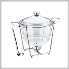 Perfect home Levesestál melegentartó állvánnyal, merőkanállal 4L, boroszilikát üveg 28389 edény