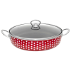Perfect home Piros Pöttyös Zománcozott szeletsütő lábas 26 cm+üvegfedő 13271