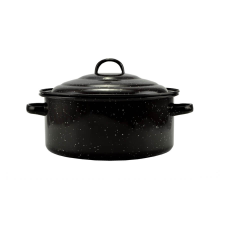 Perfect home Zománcozott Lábas fedővel 27 cm 2,8 literes fekete-fehér pöttyös edény