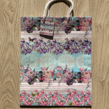 Perfecto Lila virágos ajándék táska (33x26x13cm) ajándéktasak