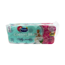 Perfex Toalettpapír perfex cotton like 3 rétegű 10 tekercses baby powder perfume higiéniai papíráru