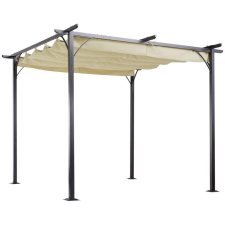 Pergola kerti pavilon 3x3 m elhúzható tetővel krém szín kerti bútor