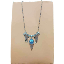  Perui indián kézműves vidám nyaklánc üvegmedállal - nyakék pv7 nyaklánc