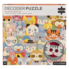 Petit Collage Puzzle állatok 3D szemüveggel 100 db puzzle, kirakós