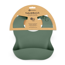  Petite&amp;Mars Szilikon előke, Take&amp;Match, 6 hó+, Misty Green előke