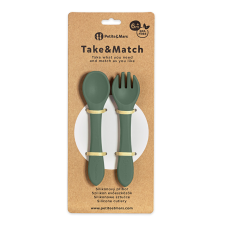 PetiteMars Petite & Mars Szilikon evőeszközök TAKE&MATCH Misty Green 6m+ babaétkészlet