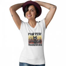 Pew-Pew Madafakas - Női V Nyakú Póló női póló