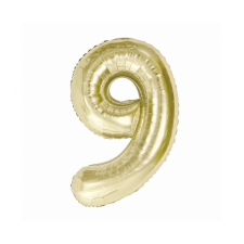 Pezsgőszínű B&C Champagne 9-es szám fólia lufi 85 cm party kellék