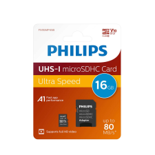 Philips 16GB microSDHC Philips CL10 + adapter (FM16MP45B) (FM16MP45B) memóriakártya