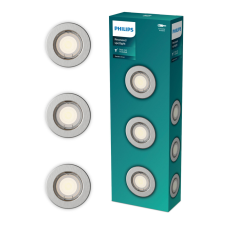 Philips 3x Philips GU10 süllyesztett LED lámpatest, alumínium, kerek, nikkel-peridot világítás