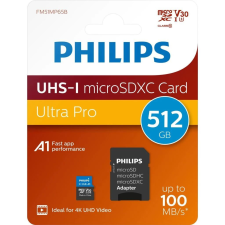 Philips 512GB microSDXC Ultra Pro Class10 UHS-I U3 V30 A1 + adapterrel memóriakártya
