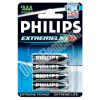 Philips Alkáli 1.5V AAA Ceruza elem ExtremeLife+Ultra 4db  (LR03E4B/10) (LR03E4B/10)
