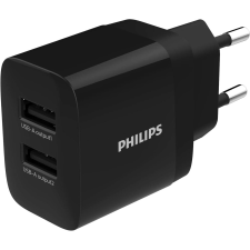 Philips dual 2x USB-A Hálózati töltő - Fekete (17W / 2.4A) (DLP2620/12) mobiltelefon kellék