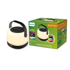 Philips Hordozható napelemes LED lámpa 1.2W 80lm 3000K fekete Alula Philips kültéri világítás