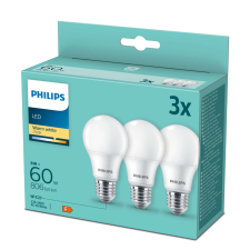 Philips LED Izzó 60W A60 E27 - 3 darabos izzó