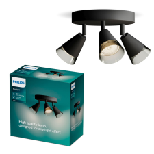 Philips Mennyezeti lámpa spotlámpa, felületre szerelt mennyezeti 3x GU10 fekete hasított Philips világítás