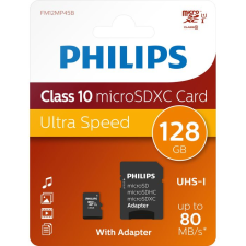 Philips micro sdxc memóriakártya 128gb class 10 uhs-i u1 adapter memóriakártya