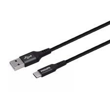 Philips USB-A apa - USB-C apa Adat- és töltőkábel 2m - Fekete kábel és adapter