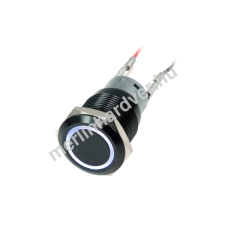  Phobya Vandalism Proof kapcsoló 19mm - fekete alumínium, fehér gyűrű, 6pin modding