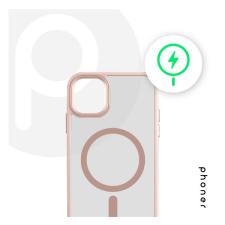 Phoner Apple iPhone 14 Pro Hybrid Mag MagSafe kemény hátlap tok, halvány barack tok és táska