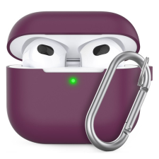 Phoner Simple Apple Airpods 3 szilikon tok akasztóval, burgundi fülhallgató, fejhallgató tok