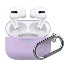 Phoner Simple Apple Airpods Pro szilikon tok akasztóval, lila fülhallgató, fejhallgató tok