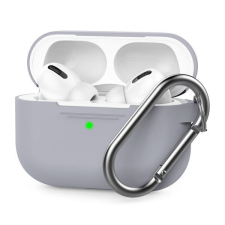 Phoner Simple Apple Airpods Pro szilikon tok akasztóval, szürke fülhallgató, fejhallgató tok