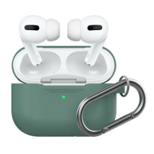 Phoner Simple Apple Airpods Pro szilikon tok akasztóval, zöld fülhallgató, fejhallgató tok