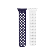 Phoner Spike Apple Watch S4/S5/S6/S7/S8/S9/SE/Ultra Szilikon Szíj 42/44/45/49mm - Kék/Fehér (72570) okosóra kellék