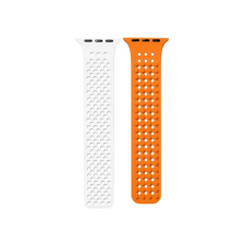 Phoner Spike Apple Watch szilikon szíj, 49/45/44/42mm, fehér/narancs okosóra kellék