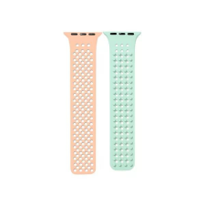 Phoner Spike Apple Watch szilikon szíj 49/45/44/42mm papya/pisztácia (72560) okosóra kellék