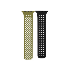 Phoner Spike Apple Watch szilikon szíj, 49/45/44/42mm, zöld/fekete okosóra kellék