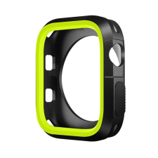 Phoner Twin Apple Watch szilikon tok, 45mm, fekete/zöld okosóra kellék