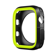 Phoner Twin Apple Watch szilikon tok, 45mm, fekete/zöld okosóra kellék
