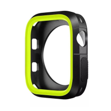 Phoner Twin Apple Watch szilikon tok 45mm fekete/zöld (72670) okosóra kellék