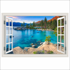  Photo Wallpaper Window Strand a tavon naplementekor, 250 x 170 cm tapéta, díszléc és más dekoráció