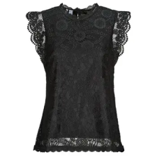 Pieces Blúzok PCOLLINE SL LACE TOP Fekete EU M blúz