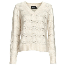Pieces Pulóverek PCBIBBI LS V-NECK KNIT Fehér EU M