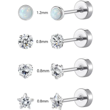  Piercing Szett 316L Cirkónia Kővel - 4 pár egyéb ékszer