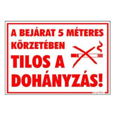 Piktogram A bejárat 5m-es körzetében tilos a dohányzás!piros információs címke